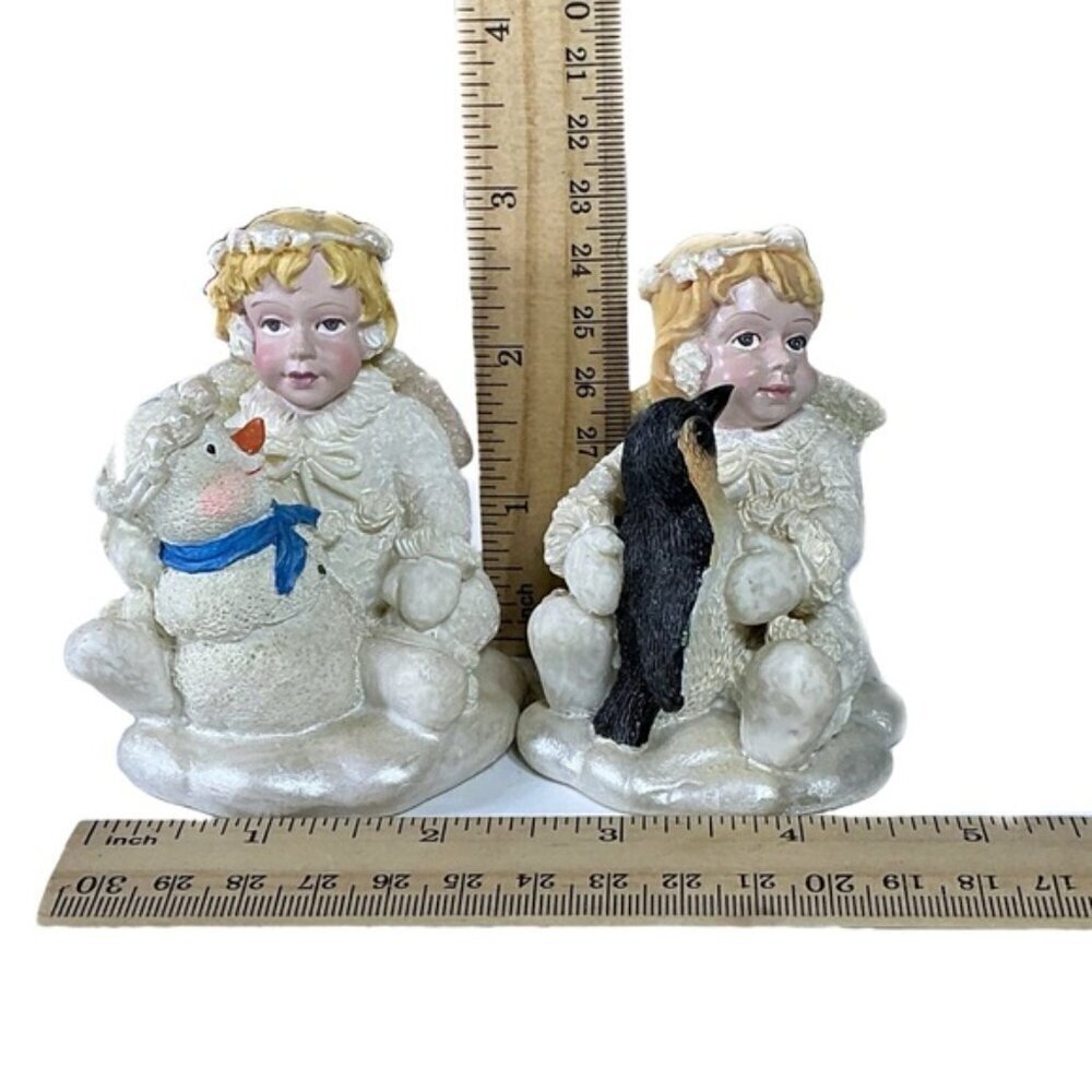 Vintage Snow Angel Figurines Christmas Collectible Snowman Pinquin Glitter Wings - Picture 5 of 16